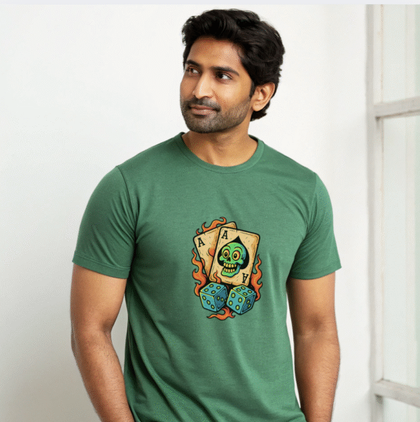"Ace of Flames: Skull & Dice Edition" T-shirt - Image 4